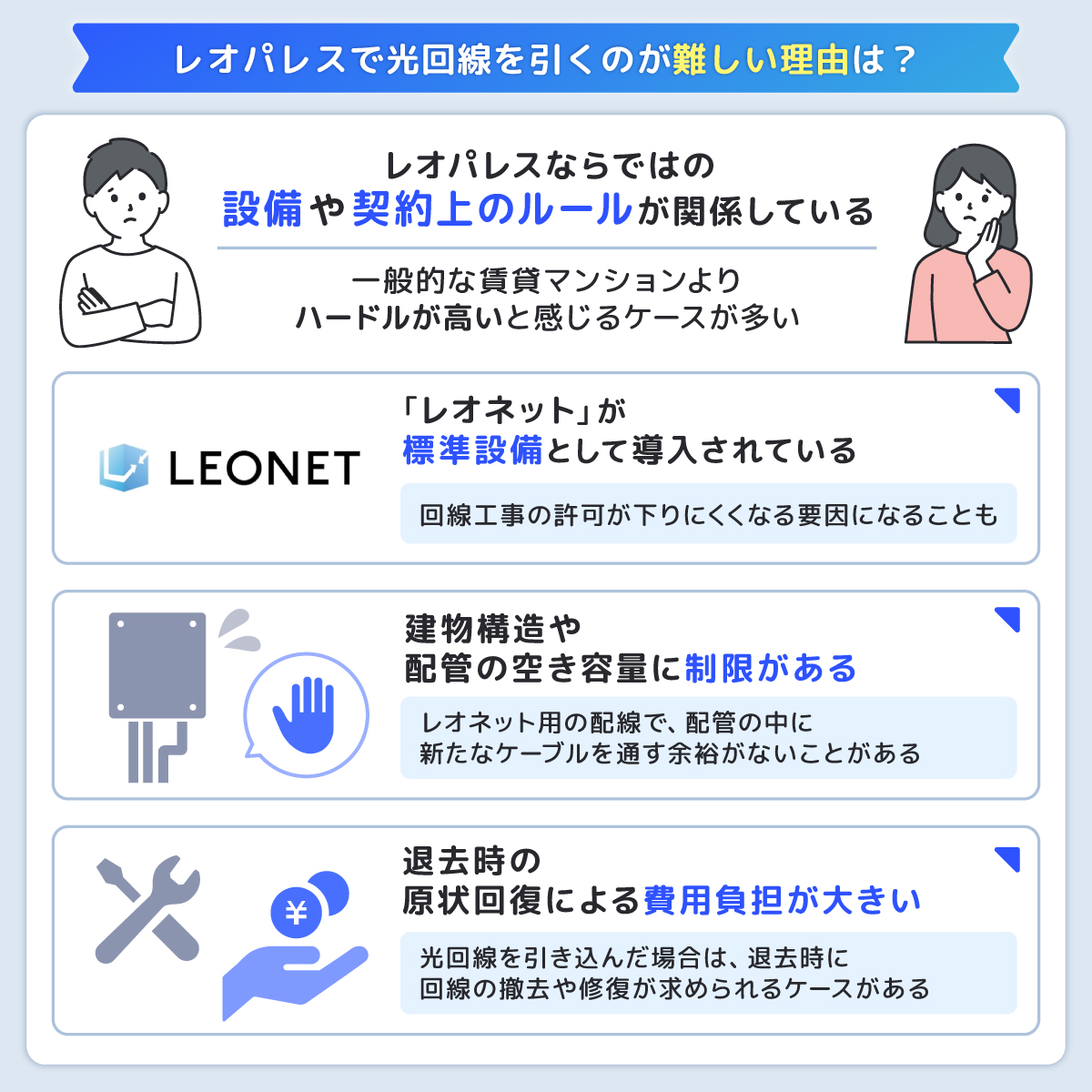 レオパレスで光回線を引くのが難しい理由は?