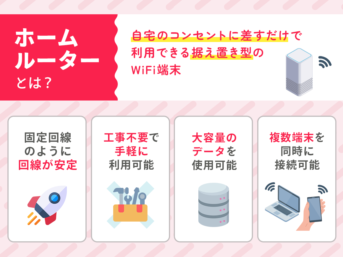 自宅に置くだけで使える:ホームルーター